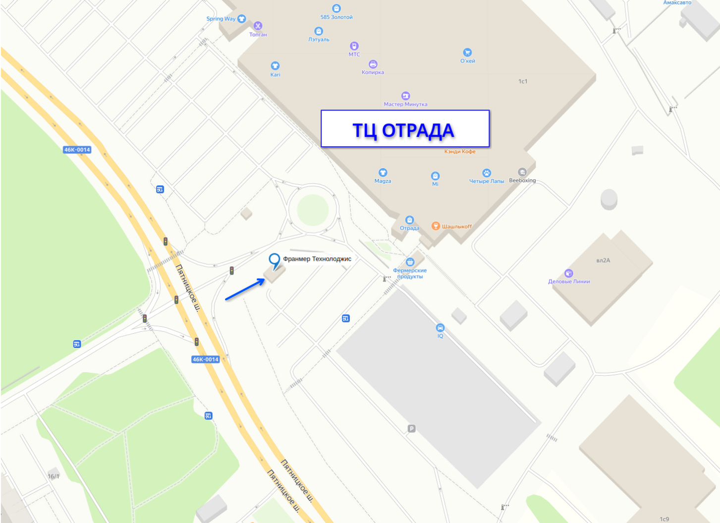 Офис Франмер Технолоджис на карте — ТЦ Отрада, Пятницкое шоссе